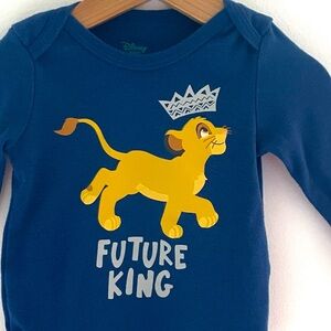 5/$30💥Lion King Disney Bodysuit Onesie, Simba Future King, Royal Blue & Gold